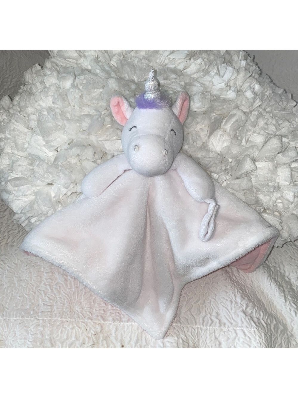 Carter's Unicorn Fleece Security Blanket Lovie Plush Pacifier Holder